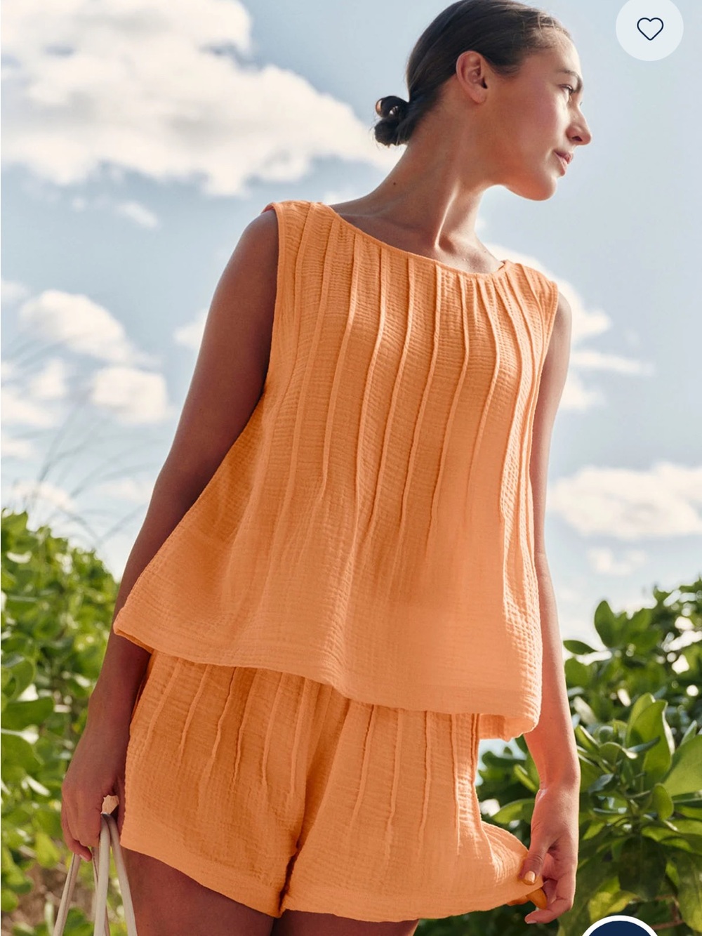LAKE Monaco Shorts Set in Marigold Gauze - Picture 2 of 4